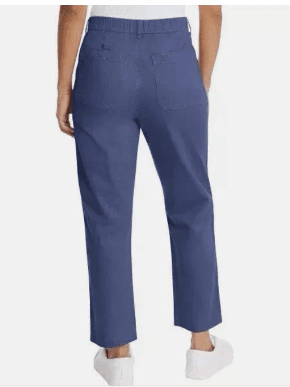 G.H. Bass & Co. Chino Ankle Pant Blue size 6 flat front Back waist elastic